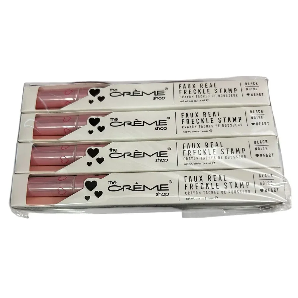 4 The Crème Shop Faux Real Freckle Stamp & Eyeliner Pens Black Heart Waterproof